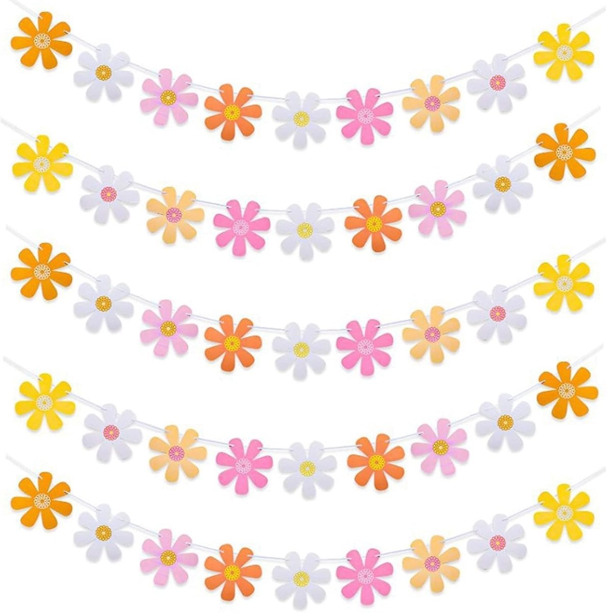 Set van 5 kunstmatige margrieten voor decoratie en feestversiering in bohemian stijl