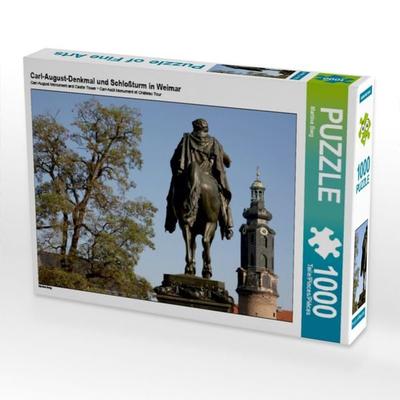 CALVENDO Puzzle Carl-August-Denkmal und Schloßturm in Weimar | 1000 Teile Lege-Größe 64x48cm Foto-Puzzle für glückliche Stunden