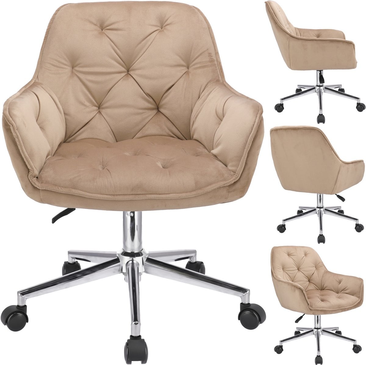 Shumee LARGO beige fauteuil op zilveren voet