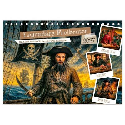 Legendäre Freibeuter - Die berühmtesten Piraten der Weltgeschichte (Tischkalender 2027 DIN A5 quer), CALVENDO Monatskalender