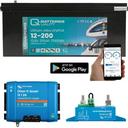 VE Q-BAT 200AH - Lithium-Akku, LiFePO4, 12,8 V, 200 Ah + Mit Victron Orion-TR12/1