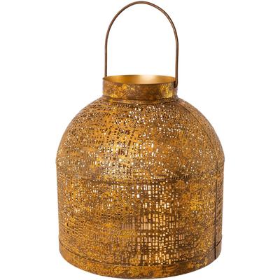 Windlicht CREATIV DECO "Weihnachtsdeko", braun, H:25cm Ø:12cm, Metall, Kerzenhalter, Windlicht, mit mattem Finish