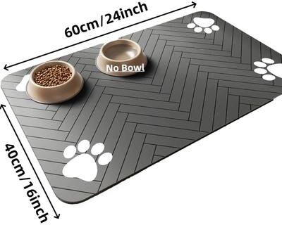 Uplift Treasures Waterproof Absorbent Pet Feeding Mat For Dog And Cat 40x60cm Black