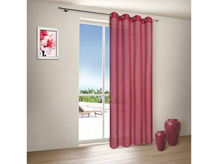 'Vorhang / Gardine / Ösenschal IBIZA / B/H: 140x235cm / Halbtransparente Qualität / Effekt-Webware / rot