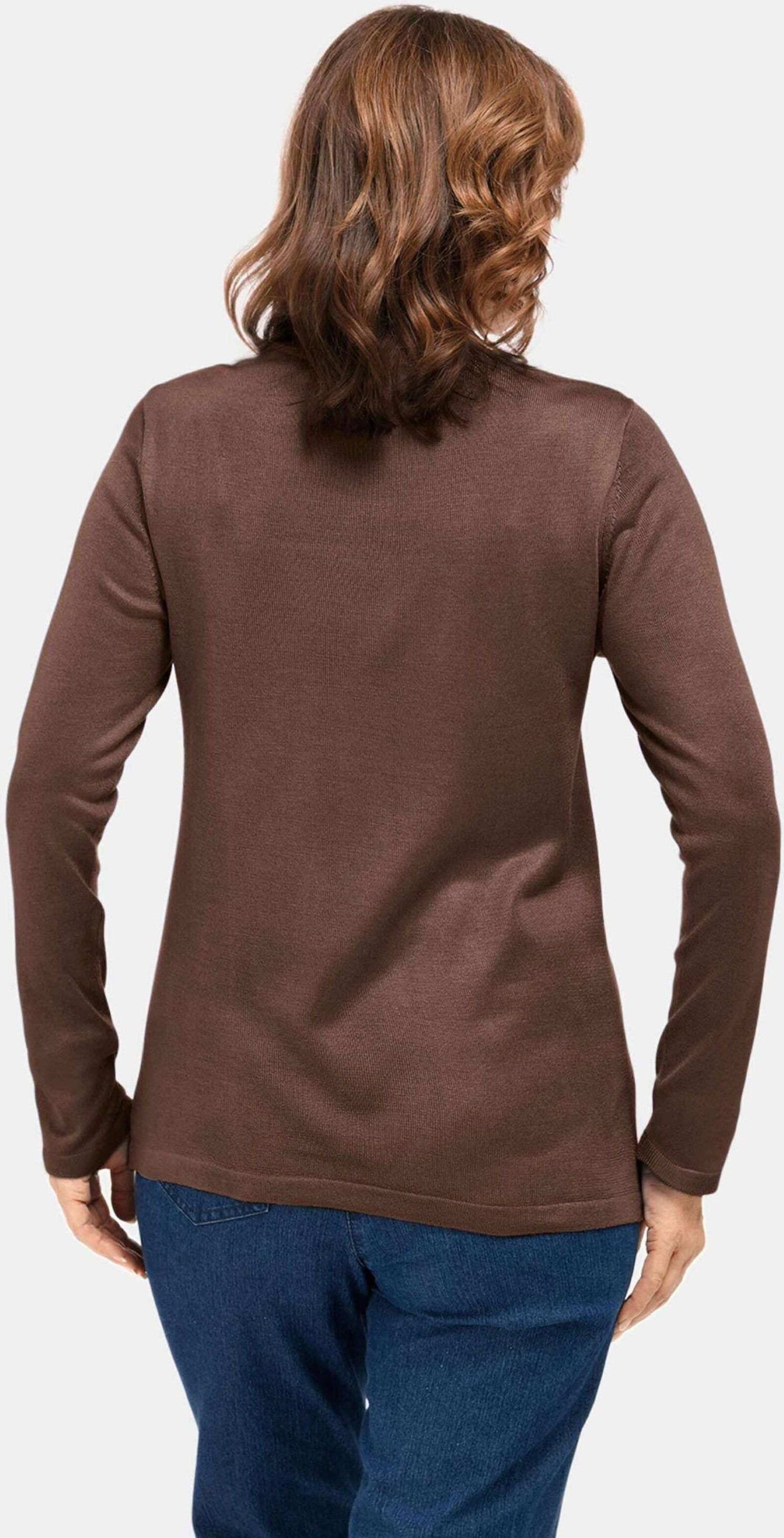 Strickpullover GOLDNER "Strickpullover mit Stehbundkragen", Damen, Gr. 38, beige (taupe), Obermaterial: 100% Polyacryl PAN., eng Tubular, Pullover Strickpullover, wie echter Kaschmir