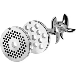 WOLFCUT Fleischwolfscheibensatz 3 mm + 8 mm Bohrung und ein Sichelmesser kompatibel mit allen gängigen Fleischwolf Marken Größe 5