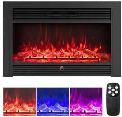 Costway 33/36-Inch Electric Fireplace Insert 750W/1500W Recessed Fireplace Heater-750W