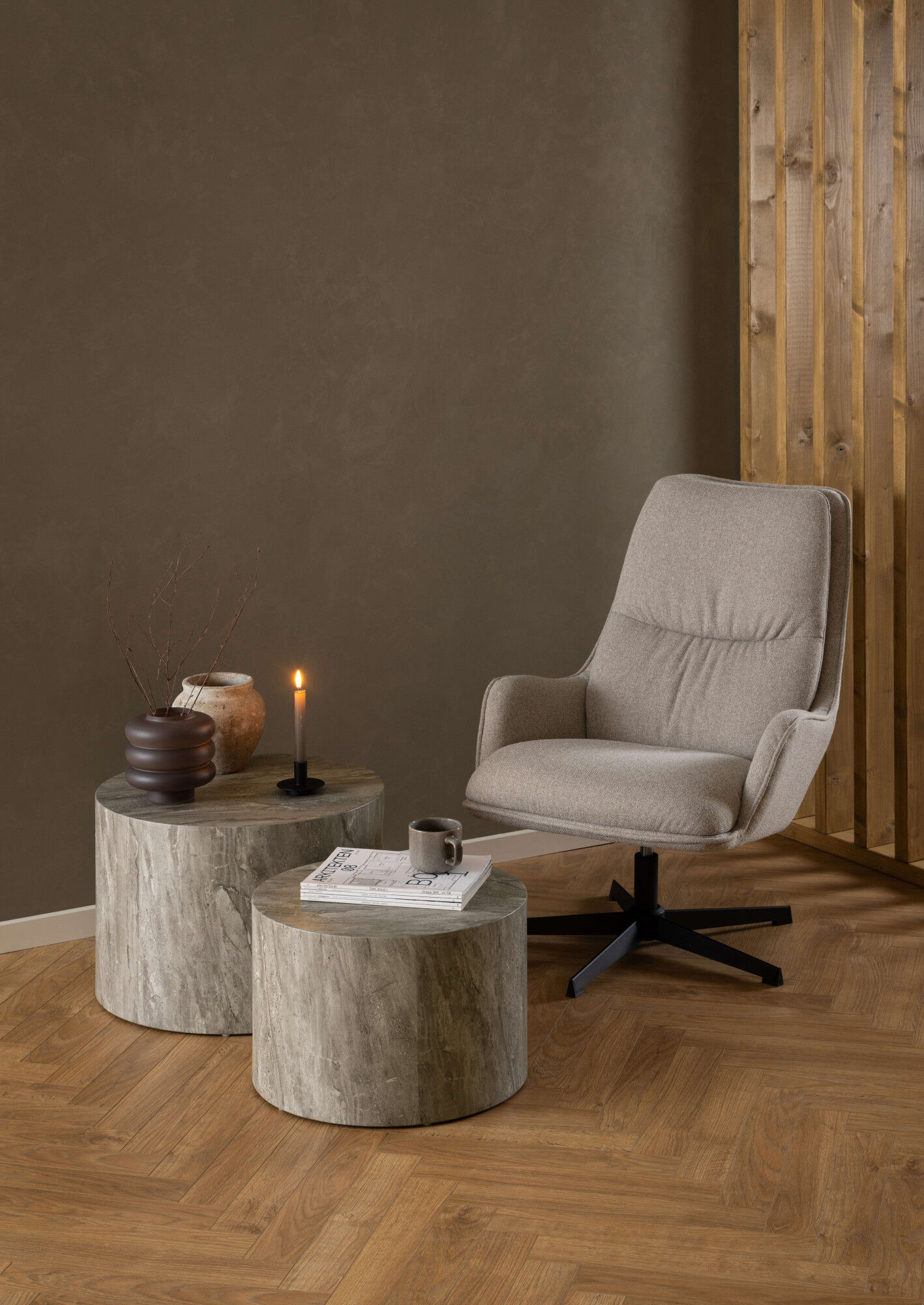 Couchtisch ACTONA GROUP "Dice 2er Set - Steinoptik, modern & stilvoll, skandinavisches Design", grau, B:58cm H:40cm T:58cm, Tische, Couchtisch, rund, 2er-Set, Steinoptik, in weiteren Variationen, T: 58/50 cm grau B/H/T: 58cm x 40cm x 58cm