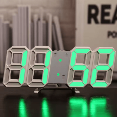 Uplift Curations GlowTime 3D Luminous Digital Clock Voice Activated Silent LED Desk Clock For Bedroom & Modern Home Decor green