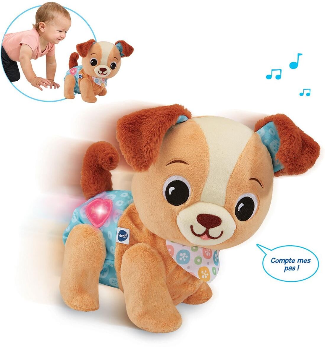 Plüschfigur VTECH "Toutou 1.2,3 Suis-moi Französisch", Kinder, braun (bunt), Plüsch, Plüschfiguren Plüschfigur bunt Einheitsgröße