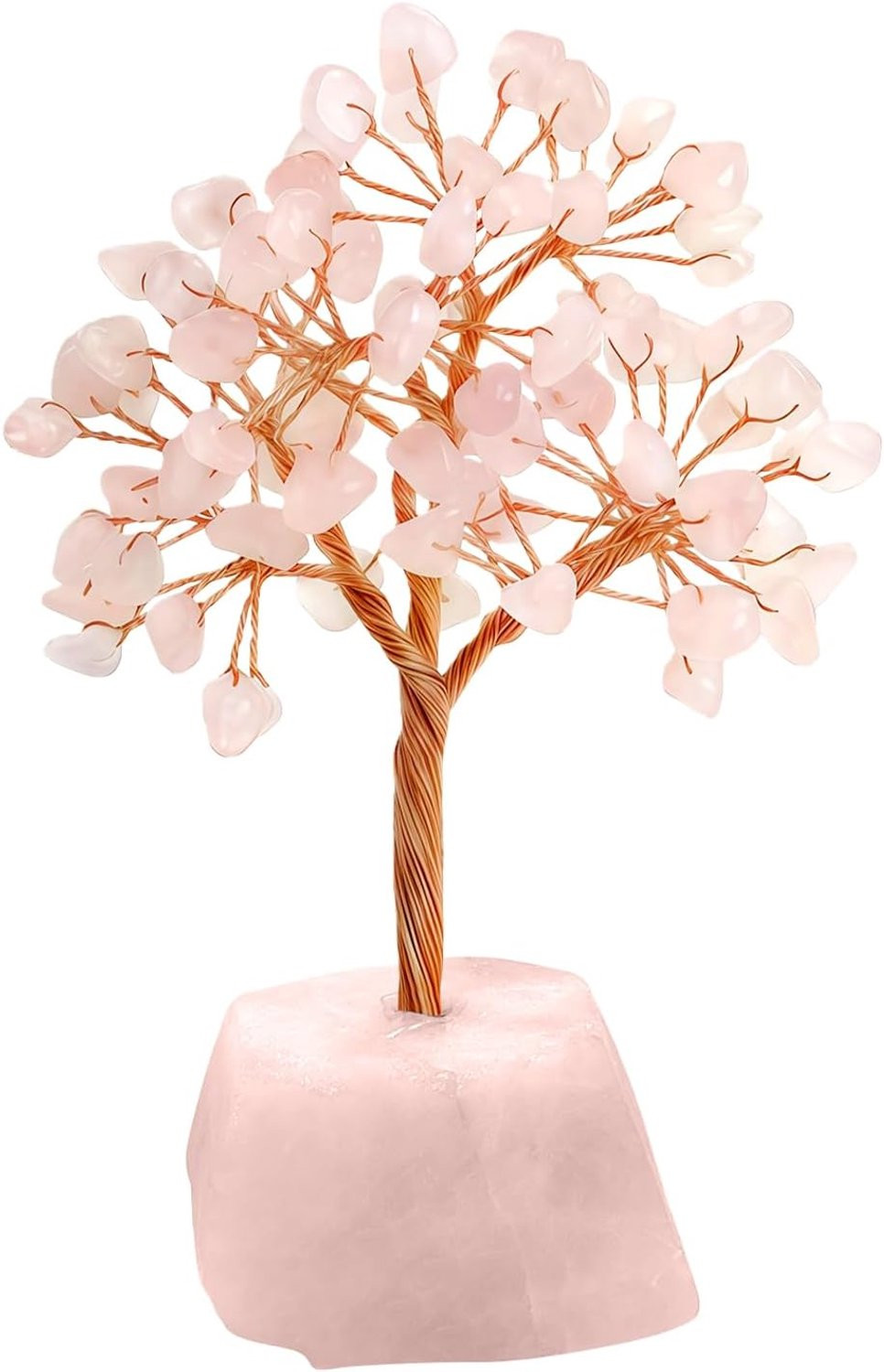 Handgemaakte Rozenkwarts Levensboom - Roze Edelsteen Decoratie voor op Tafel
