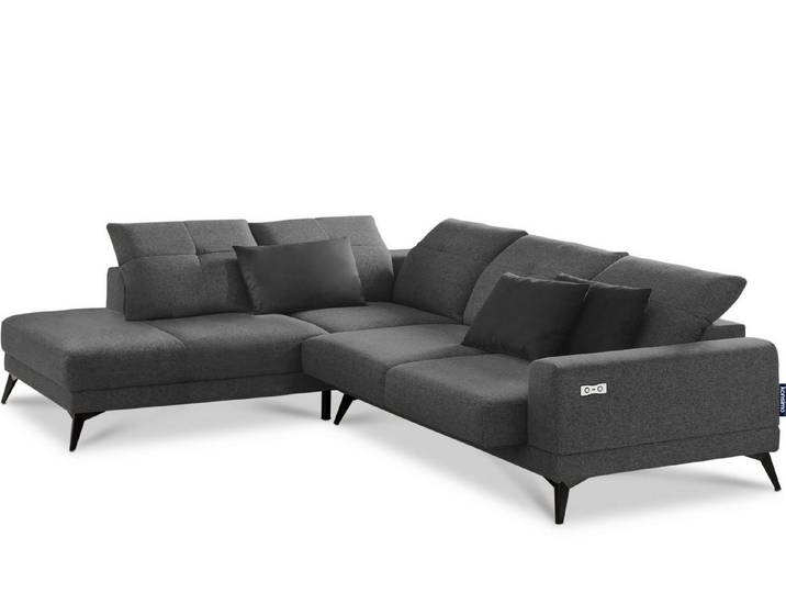 KONSIMO® Ecksofa DAVIDI Ecksofa, USB-Anschluss,verstellbare Kopfstützen