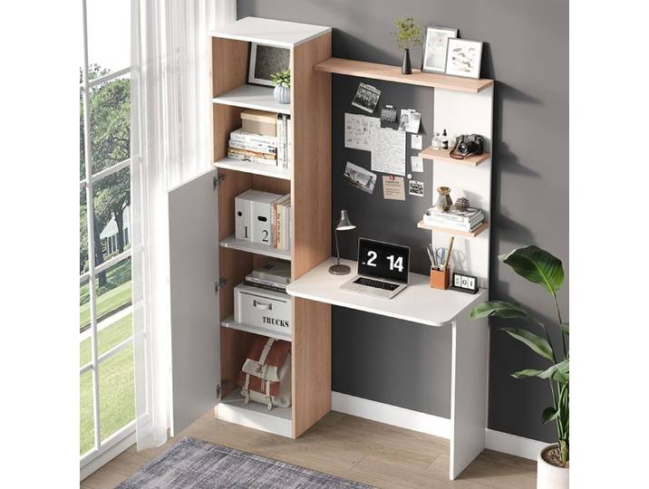 Bureau avec rangement en bois massif 123 5×45×168 5 cm