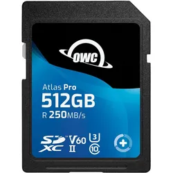 OWC Atlas Pro SDXC V60 UHS-II Memory Card 512GB (512 GB, SDXC, UHS-II), Speicherkarte, Schwarz