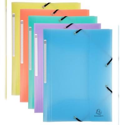 Exacompta 55170E 25x Sammelmappe A4 mit Gummizug und 3 Klappen, PP, Chromaline Pastell - Farben sortiert
