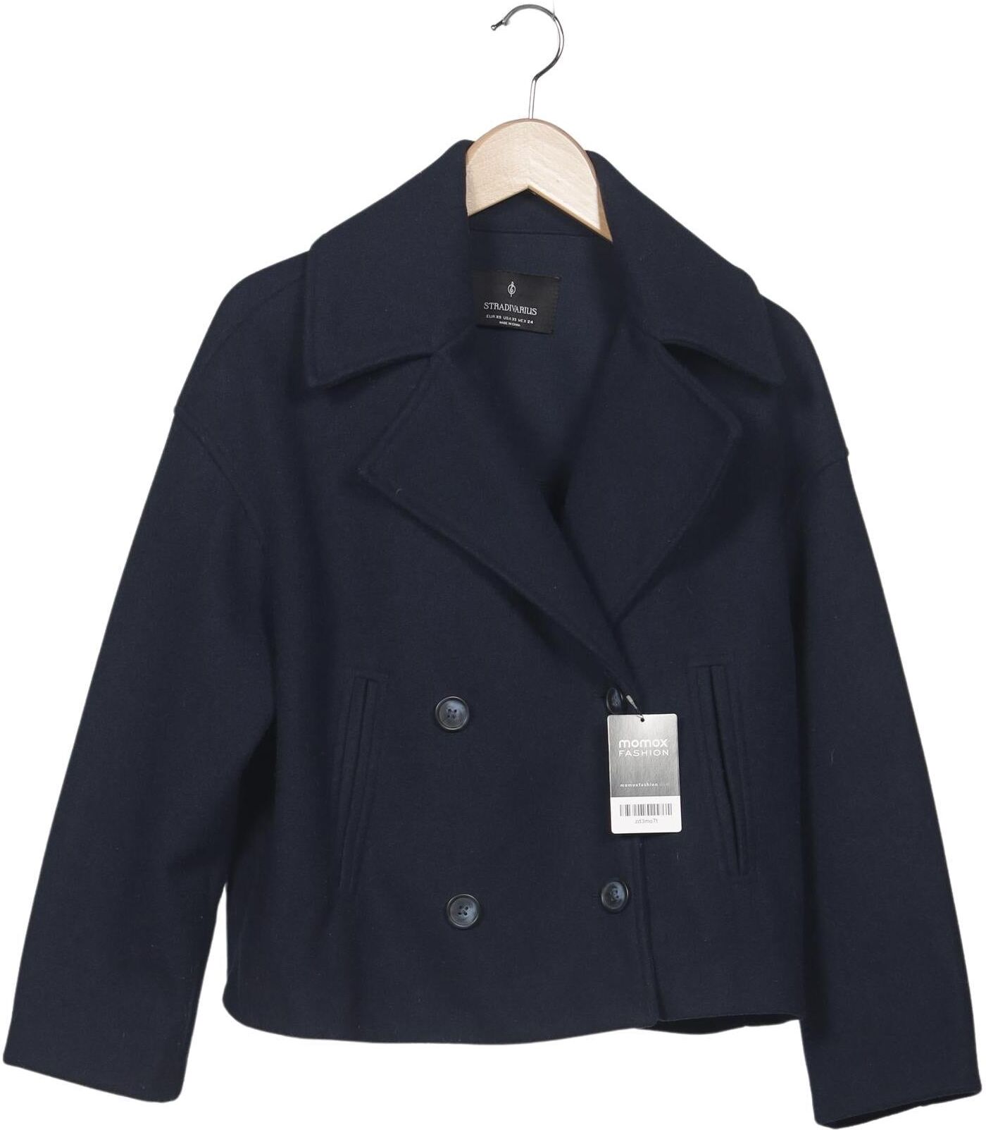Stradivarius Damen Jacke, Marineblau, Gr. XS, Synthetik - Second Hand