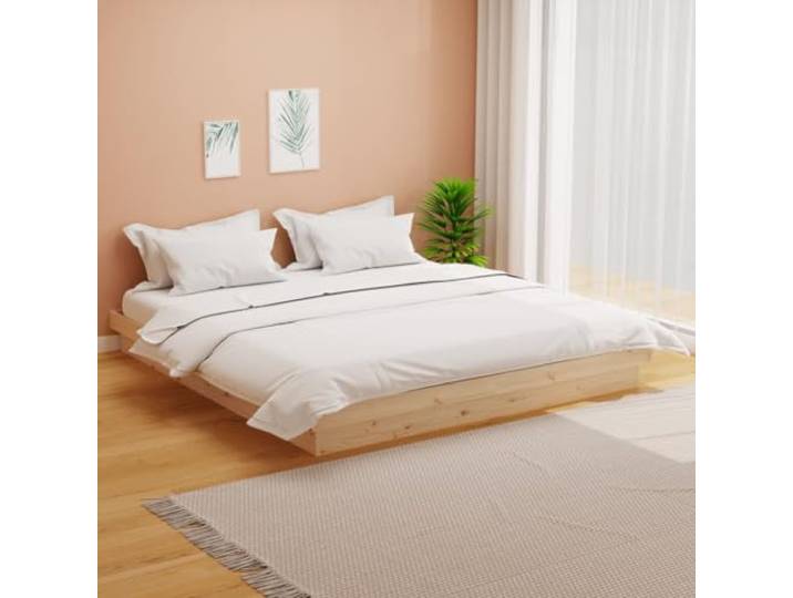 RJPLMFV Bettgestell, Massivholz, 160 x 200 cm Ohne Matratze, rustikales Kiefernholz, inklusive Latten, Lattenrost-Design