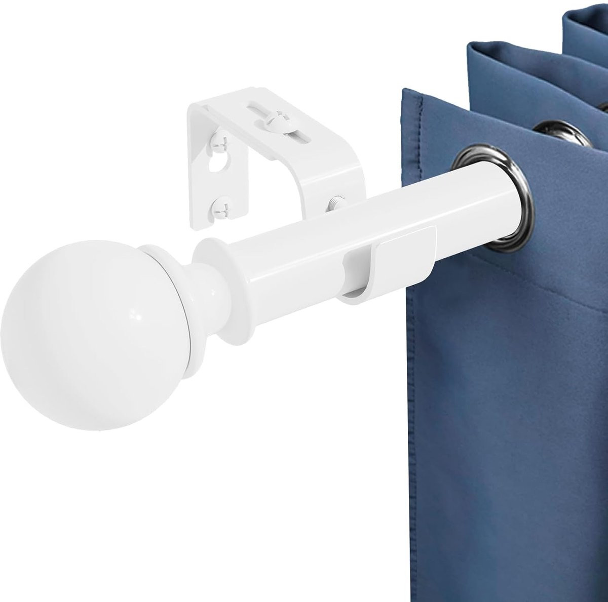 Gordijnroede met beugels en fittings voor ooggordijnen, 70-176 cm