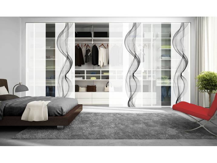 Schiebegardine HOME WOHNIDEEN EDMONTON , grau, B:60cm H:245cm, Polyester, Gardinen, Schiebegardine, HxB: 245x60, inkl. Besfestigungszubehör, blickdicht