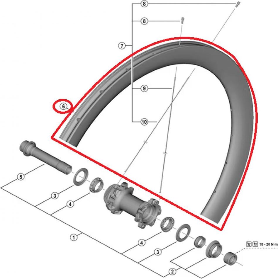 Shimano Rim For Complete Wheel,For Wh-R9270-C50-Tl, Front:12Mm E-Thru, 24H Tu...