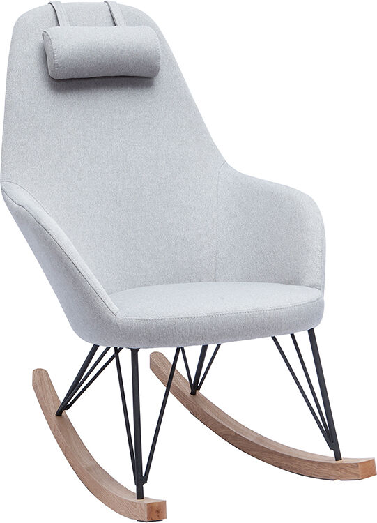 Miliboo Relax-Sessel - Schaukelstuhl Stoff Grau Füße Metall und Esche JHENE