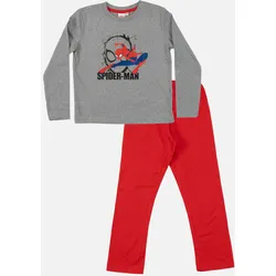 Pyjama Set Langarm - grau/rot - mehrfarbig - 98 - 104