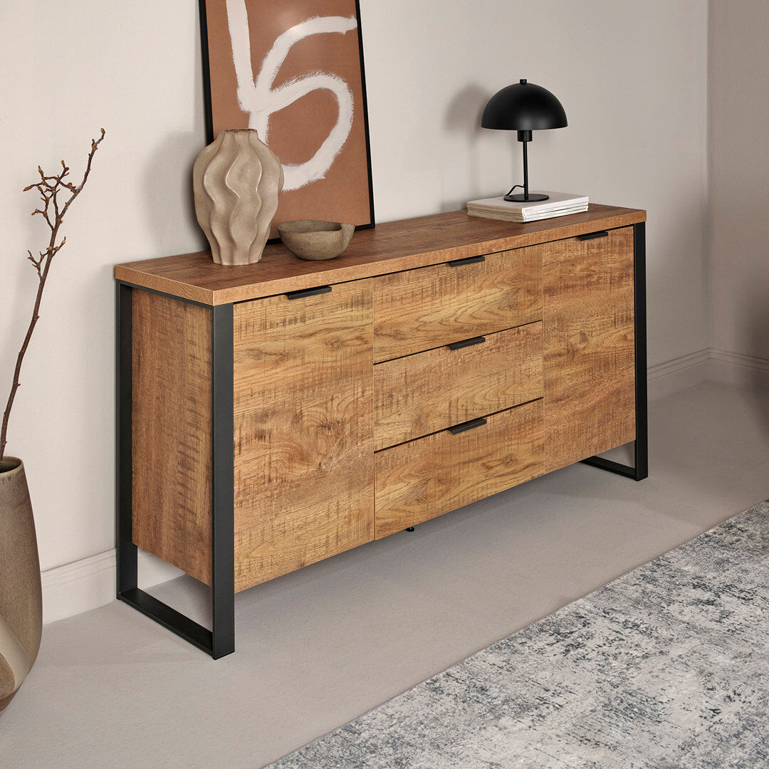Mercury Apogee 150 Cm Wide 3 Drawer Sideboard Mango 76.2cm H X 150cm W X 39.5cm D
