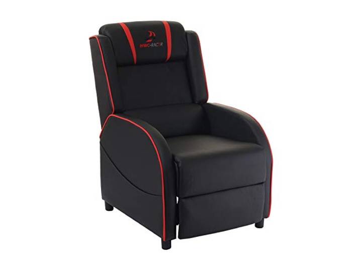 Mendler Fernsehsessel HWC-D68 Kunstleder - schwarz/rot HWC-Racer, Relaxsessel, TV-Sessel, Gaming-Sessel