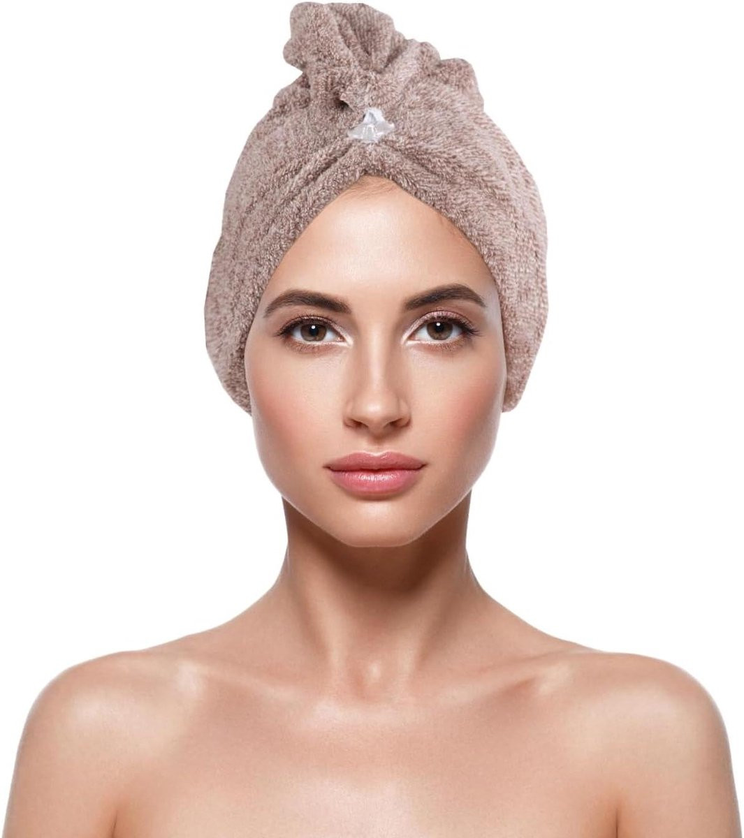 Bruine Haarhanddoek Turban voor volwassenen - 25 x 65 cm