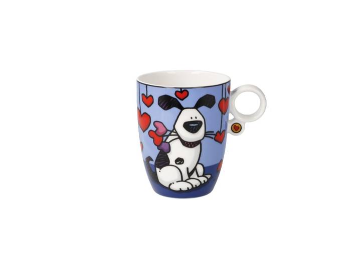 Tasse GOEBEL Ed Heck - Love Dog , bunt, B:9cm H:11cm, Fine China-Porzellan, Trinkgefässe, Tasse, Füllmenge 0,4l