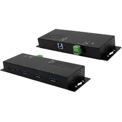 EXSYS EX-1184HMVS-2 4-Port Metall USB 3.2 Gen1 inkl. verschraubbares Kabel Surge Protection