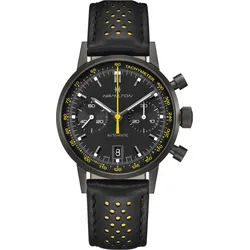Hamilton American Classic Intra-Matic Auto Chrono H38446731 - schwarz-gelb,gelbe Akzente,schwarz mit Lochprägung - 40mm