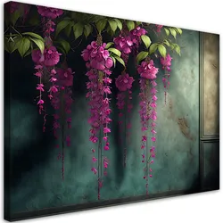 LEINWANDBILD Hängende rosa Blumen Beton 60x40cm