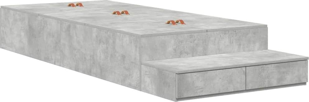 Aufbewahrungsbettgestell Beton Grau 80 cm Holzwerkstoff