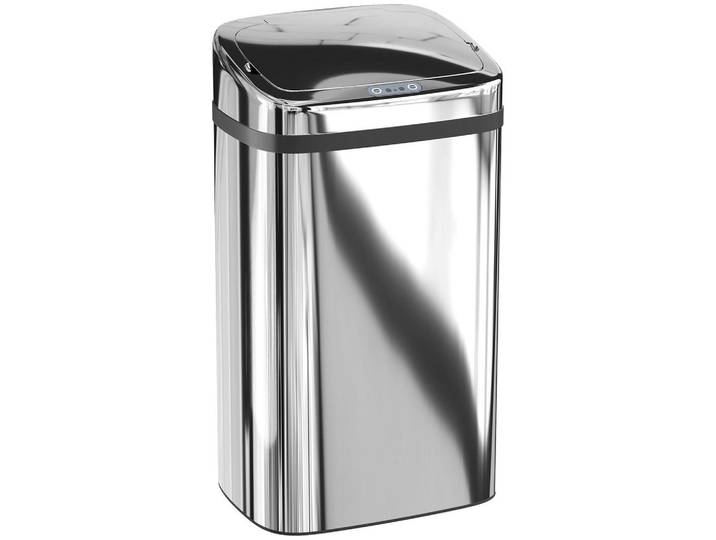 Homcom Sensor-Mülleimer ABS Edelstahl Silber, Silberfarben, Metall, 25x57.5x33 cm, Haushalt & Reinigung, Reinigung, Mülleimer & Abfallsammler