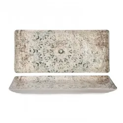 Rechteckige Tabletts „Fade“ (33,5 x 15,2 cm), Premium-Qualität, Feinporzellan, Digitaldruck, Rinart, 12er-Packung