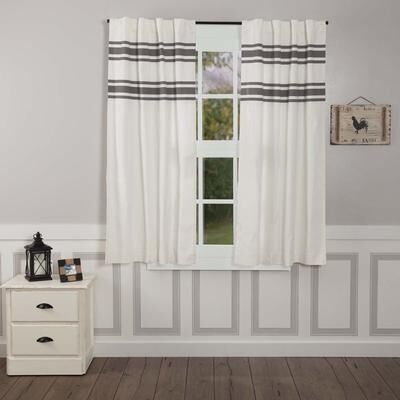 VHC Brands Silo Hill Charcoal Stripe Short Panel Set of 2