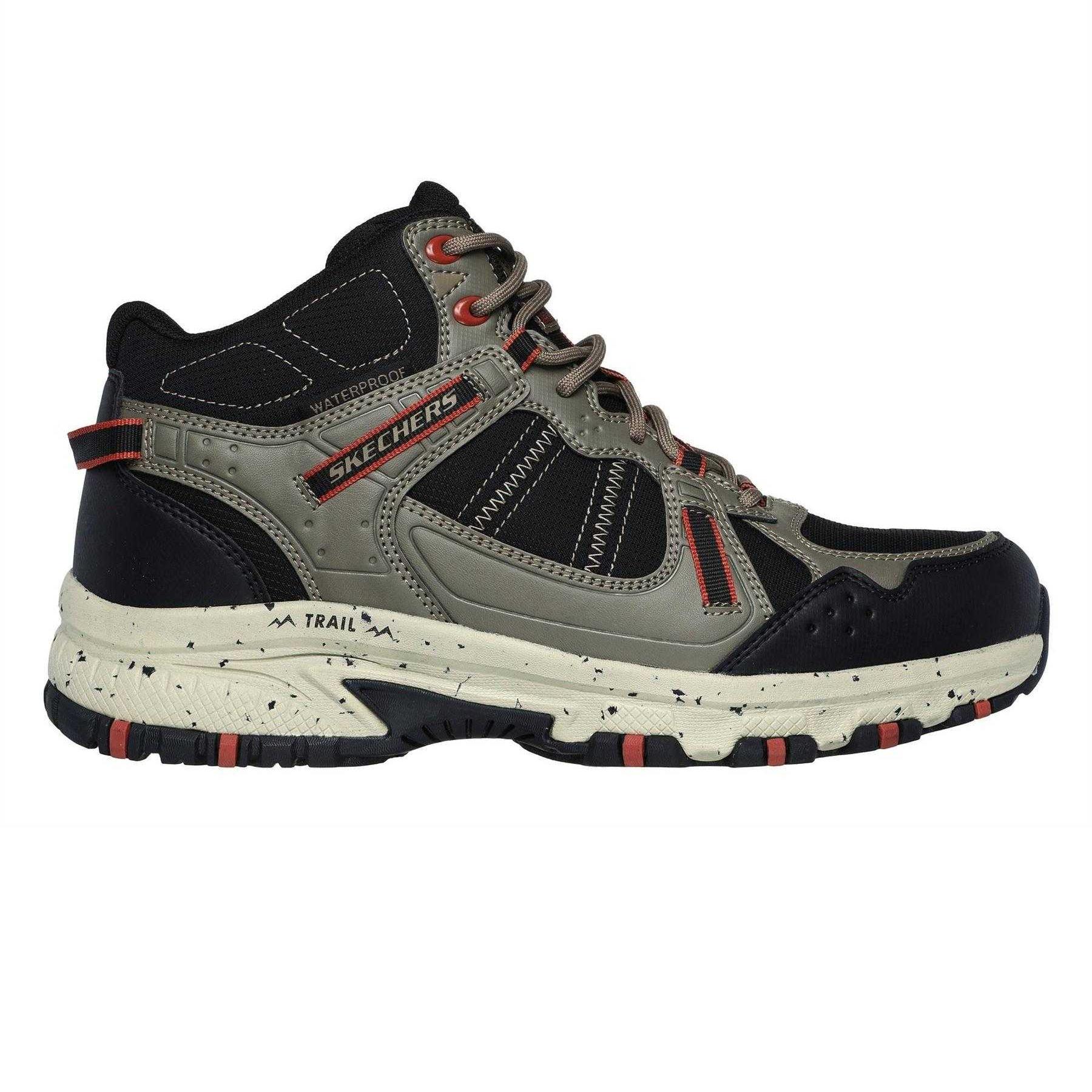 Skechers - "Hillcrest" Logo Wanderstiefel für Herren, Leder (Natürlich/Schwarz)