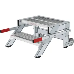 MUNK Arbeitspodest fahrbar Stahl-Gitterrost 600mm Stufenbreite 2 Stufen