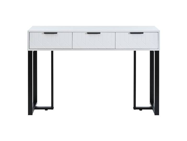 KONSOLENTISCH mdf in weiß & schwarz mit metallgestell, 3 schubladen & verstellbare fußpolster