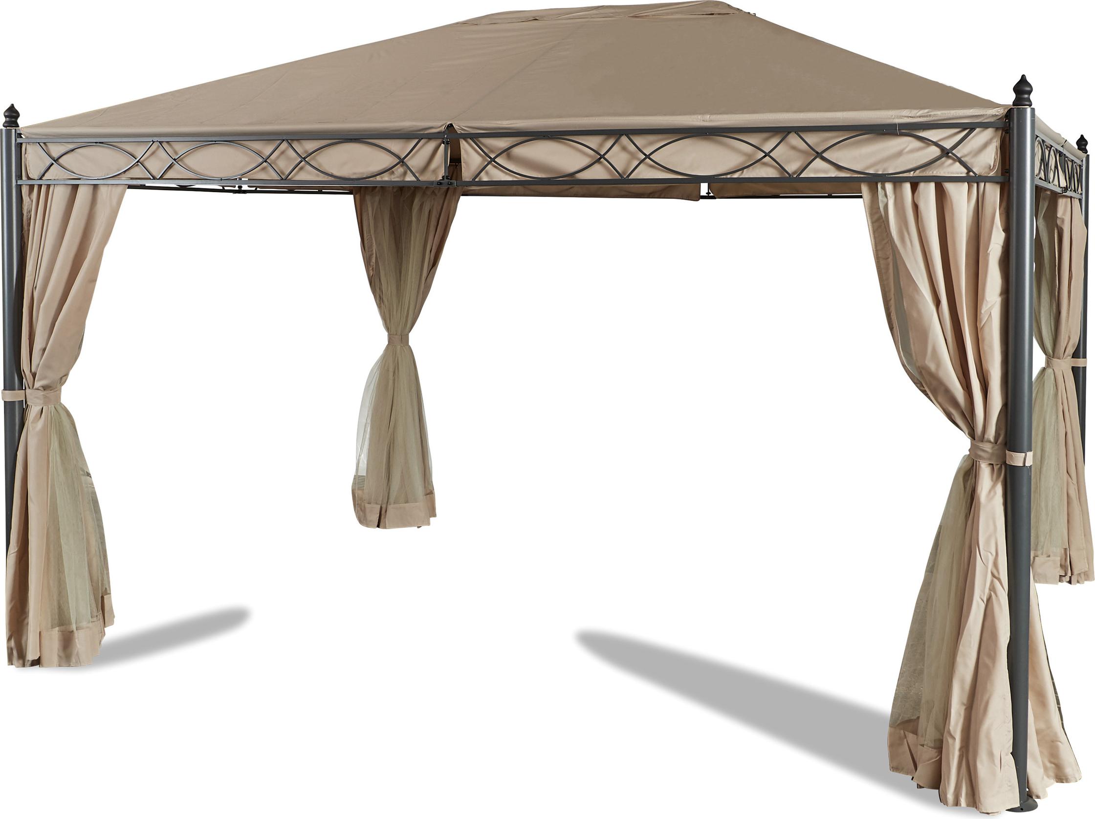Grasekamp Garten-Pavillon ROM 3x4m mit 2 Seitenteil Sets geschlossen und mit Moskito Netz Party-Zelt Terrassen-Dach
