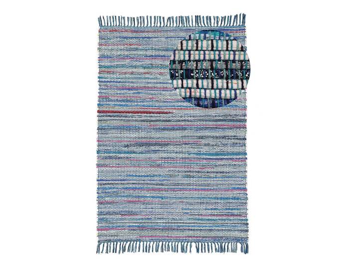 Tapis en coton Kelim Chindi Bleu/Bleu 120 x 170cm Coton