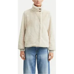 Fake-Fur-Jacke mit Strickbündchen Beige 34