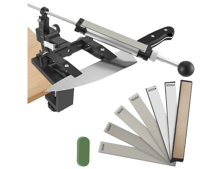 Aiguiseur de couteaux professionnel en aluminium, système d'affûtage de couteaux guidé GEN3, kit d'affûtage de couteaux avec 3 plaques diamantées
