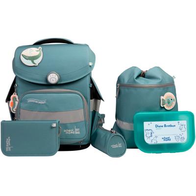 Schulranzen SCHOOL-MOOD "Timeless Pro", Kinder, Gr. B/H/T: 36cm x 42cm x 21cm, grau (dolphin), Polyester, Rucksäcke
