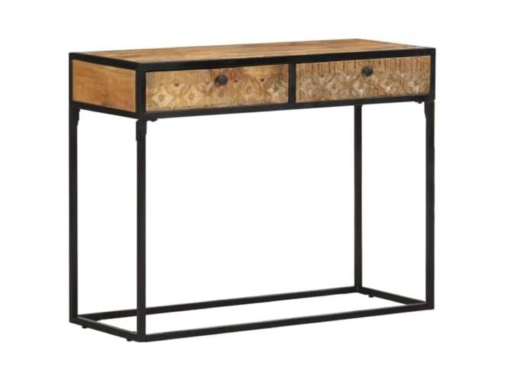 GPWERSDF Konsolentisch 100x35x75 cm Mango Massivholz Mit Schubladen, Pulverbeschichteter Stahlrahmen, Handgeschnitzte Muster, Für Flur Und Spiegel