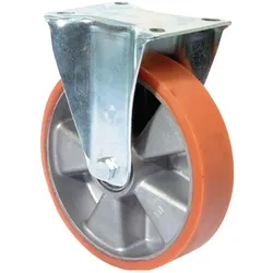 BS Rollen, Möbelrollen, Bockrolle 200 mm 600 kg Guss-Polyurethanbandage 138 x 110 mm Aluminium