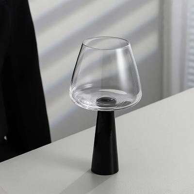 Useful Little Things Retro Black Pillar Handmade Cocktail Glass b 10.2 Oz To 13.5 Oz