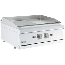 Mastro, Gas-Grillplatte, Tischmodell, 1/2 glatte und 1/2 gerillte verchromte Platte, 800x730x300 mm