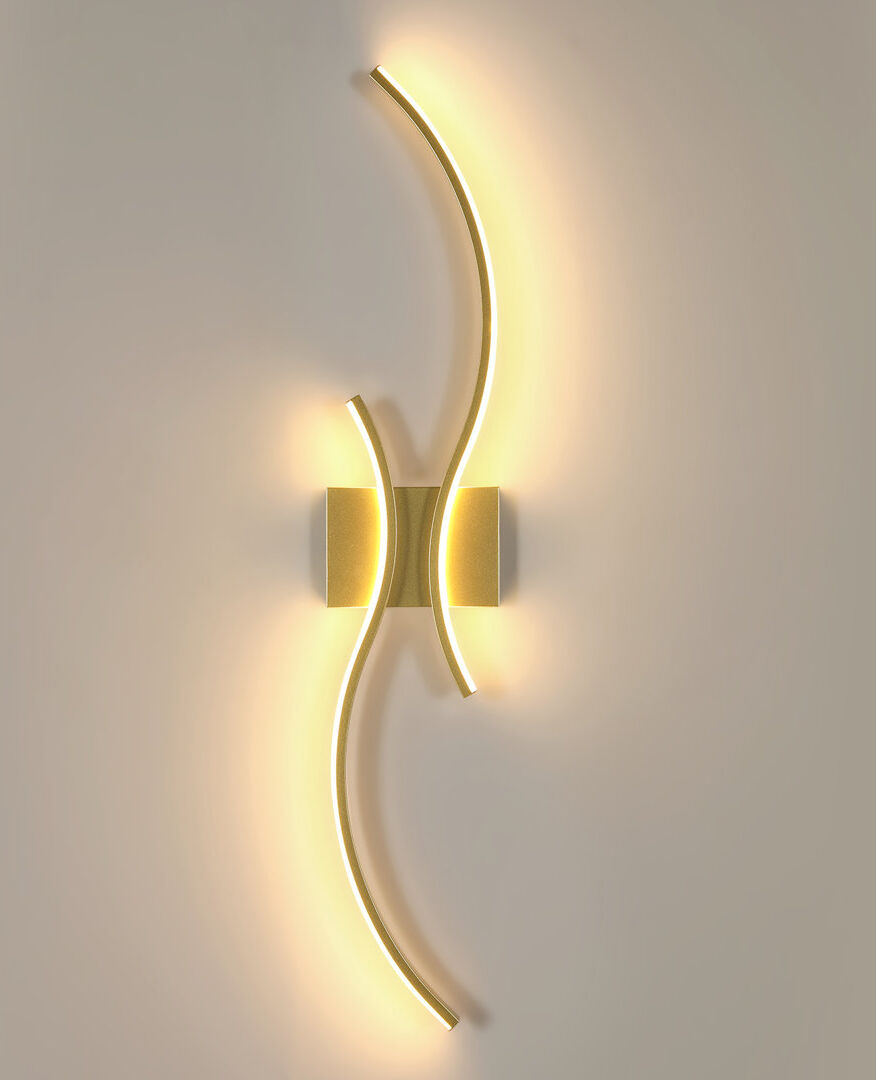 Metro LED Flush Hardwired Mounted Sconce Gold 4.5cm H X 80cm W X 15cm D